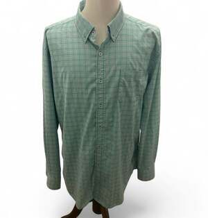 Southern Tide Broad Creek Plaid Button-Down Shirt Green & Peach XXL